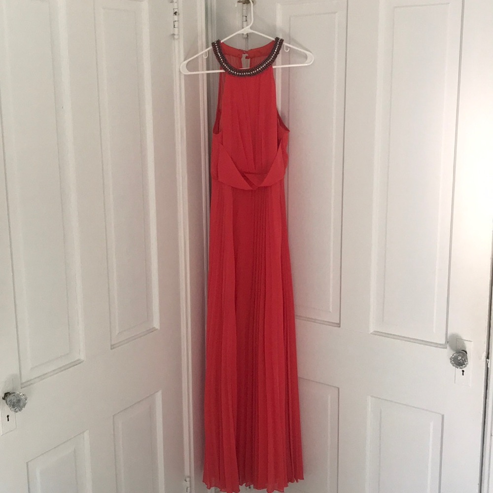 Coral floor length gown